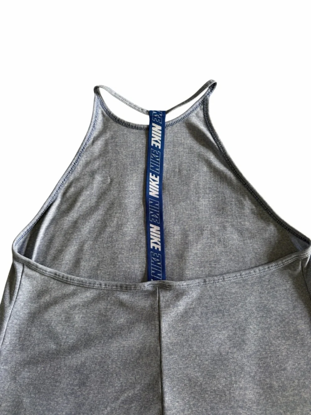 NWOT Nike Dri-Fit Light Blue High Neck Tank Open Back Logo Strap Size L